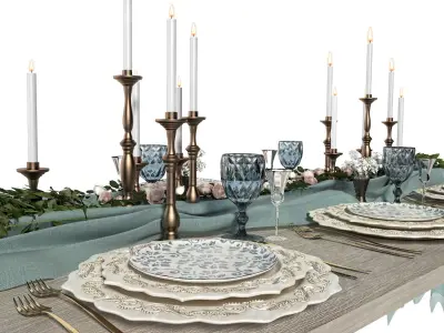 Tableware christmas table setting 3D model