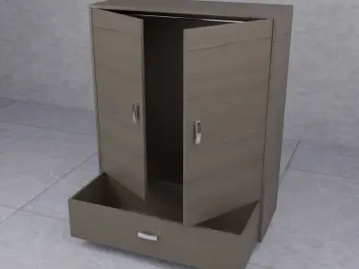 Wooden cabinet modern 3D model