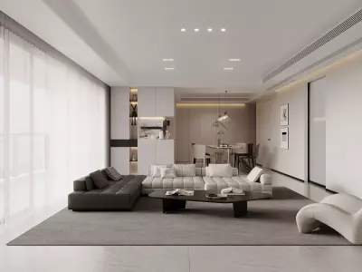 modern living room dining room bedroom interior scenes 26 3D model