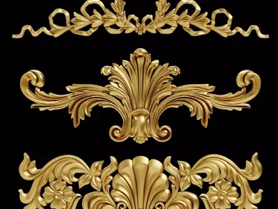 Carved Plaster Molding Decoration and Ornament pack03 3D model