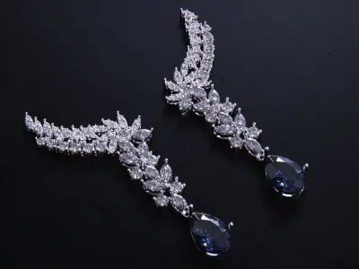 Pear ruby and Diamond Earrings 3D print model