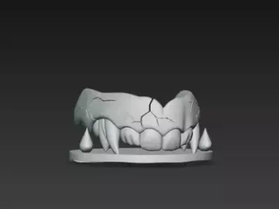 Gray Vampire Fangs 3D Model Realistic Halloween Prop 3D print model
