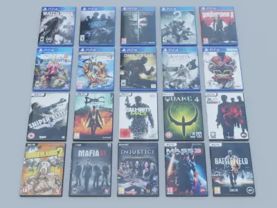 Vol2 DVD Pack of 20 PC PS4 Popular Games Low-poly 3D model