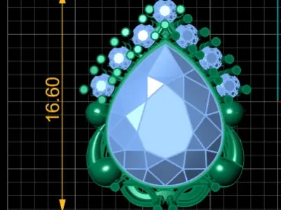 PEAR SHAPE DIAMOND EARRING 3D PRINTABLE MODEL 3D print model