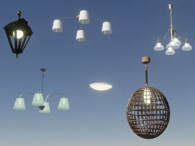 Chandeliers 3D models pack  Low-poly 3D model