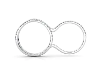 R RA03 diamond ring with two rows of diamonds 3D print model