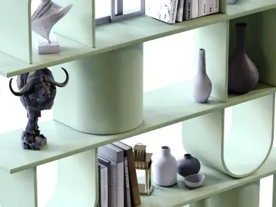 Modern shelf and rack set 776 Low-poly 3D model