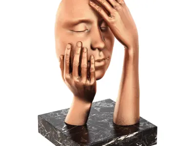 Statuette face in hands 3D model