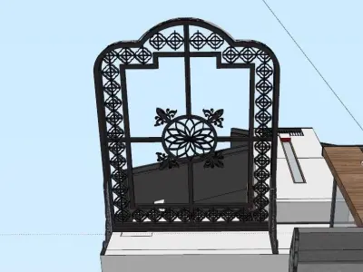 Iron Glass Roof Art Mounted Villa Facade 3D model 3D model 3D model