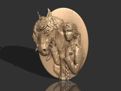 GIRL WITH HORSE FOR DECORATION CNC - 3D PRINTING 3D print model
