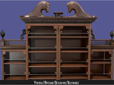 Antique Victorian Bookcase Low-poly 3D model