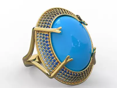 Crab prong oval gem ring 3D print model