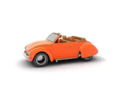 Orange Classic Convertible model pack Low-poly 3D model