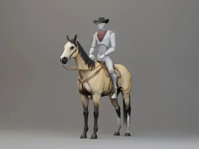 Classic Horse - Western Type Low-poly 3D model