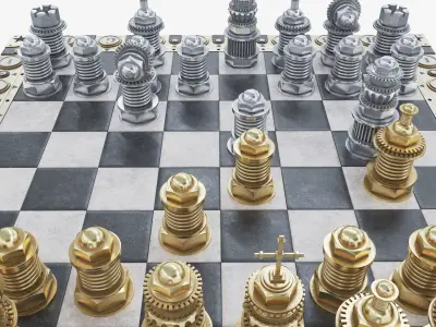 Steampunk chess set 3D model