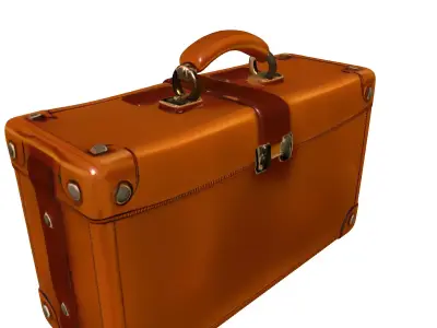 Vintage Leather Briefcase Travel Trunk Low-poly 3D model