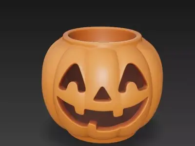 Smiling Pumpkin Candle Holder 3D print model