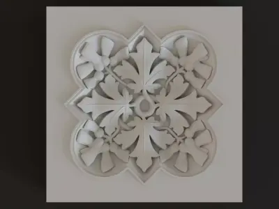 Decoration with framed maple leaves and seeds 3D model
