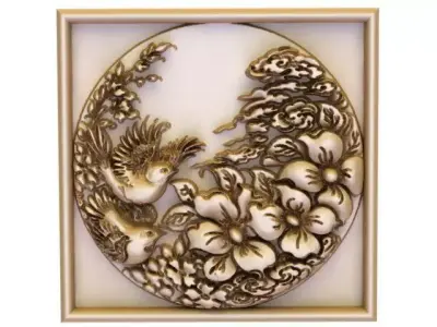 relief of two birds  3D model