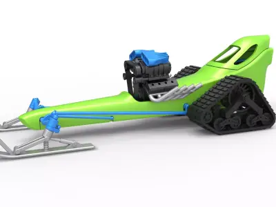 Front engine old school snow dragster Version 2 Scale 1 to 25 3D print model