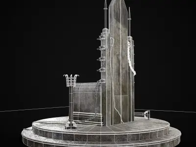 Gothic Crypt Stone Throne Low-poly 3D model