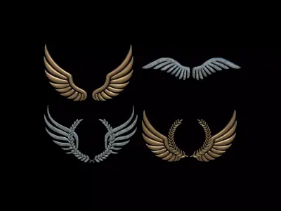 Gold Winged Laurel Wreath  3D model