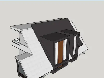 Architectural 3D model modern house with roof 3D model