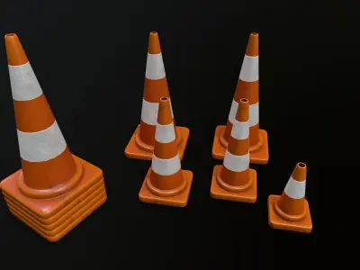 Traffic Cone 01 PBR Game-ready Low-poly 3D model