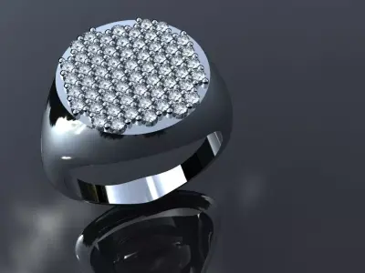 Diamond Signet Ring Size 9 Round Gold Silver Platinum Jewelry 3D print model