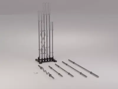 Barbells Pack with Holder - Low Poly Low-poly 3D model