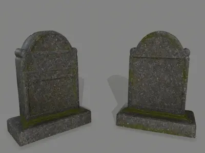 tombstone set two tombstones Low-poly 3D model