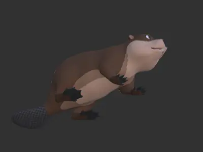 Cartoon Beaver Low-poly 3D model