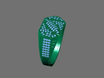 Gents Rings Diamond Men Ring STL 3DM 3D ready print model 3D print model