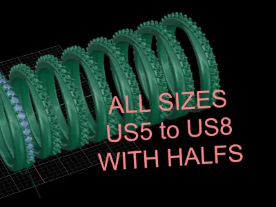 Wedding band with diamonds 3D print model