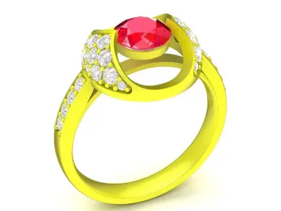 Elegant Round Gemstone Halo Ring for Women  4862 3D print model