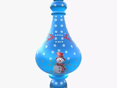 Blue Glass Christmas Snowman Ornament Bauble 3D Model PBR  Ready Low-poly 3D model