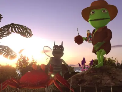 TOAD DETECTIVE Character Animated Low-poly 3D model