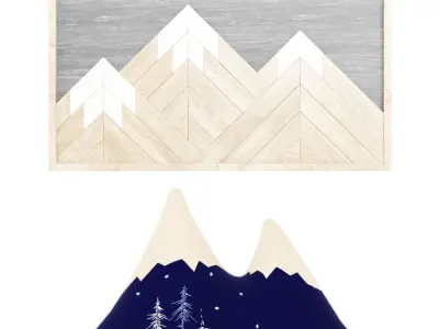  Decorative mountain pillow and decorative wall panel  3D model