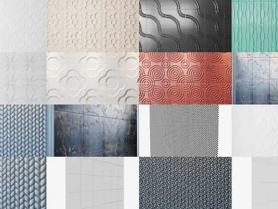 Different wall panels for walls in the interior of 41 models 3D Model Collection