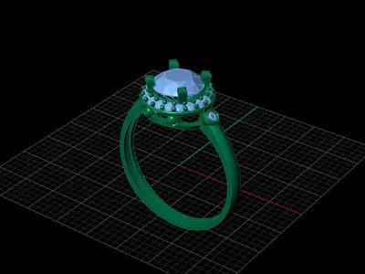 STL 3DM Print Ready Women Diamond Ring Lightweight Printable  3D print model 37