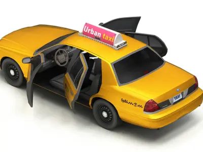 Realistic Taxi 2 cab Low-poly 3D model
