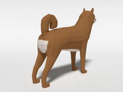 Low Poly Cartoon Shiba Inu Dog Low-poly 3D model