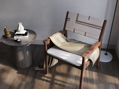 3D Wooden Chair Low-poly 3D model