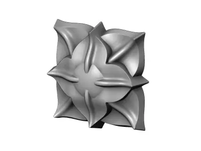 4 Leaf Cruciform Corola Flower Rosette  3D print model