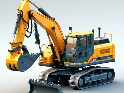 Realistic Excavator 3D Model Low-poly 3D model