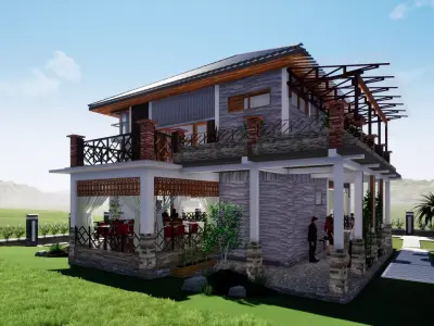 villa 2 floors 3D model
