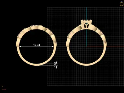 Lux ring silver gold sterling printable jewelry 3D model 3D print model 9