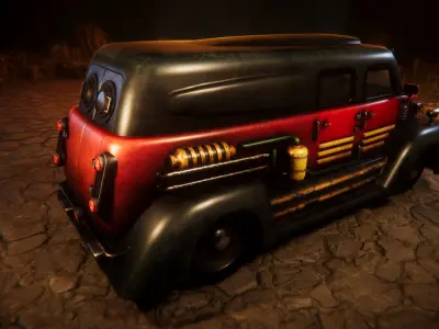 Dieselpunk cars Low-poly 3D model