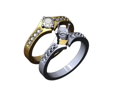 2 tone diamond ring US sizes 5to9 3D print model