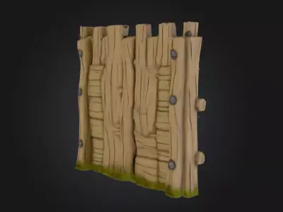 Medieval Wooden Gate Low-poly 3D model